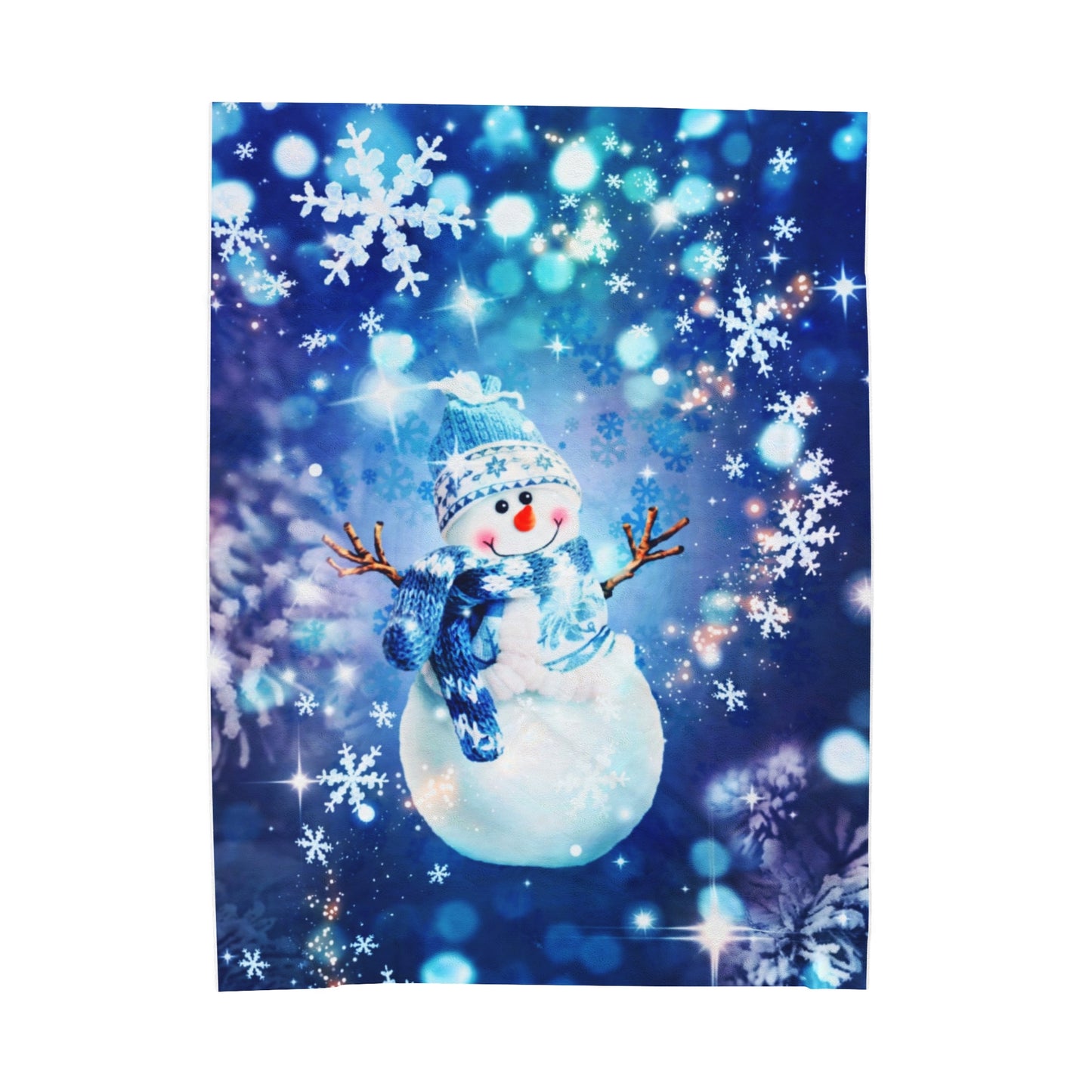 Snow Man Velveteen Plush Blanket - Winter Holiday Cozy Throw, Christmas Decor, Soft Fleece Bedding, Snowman Gift Idea, Seasonal Home Accent