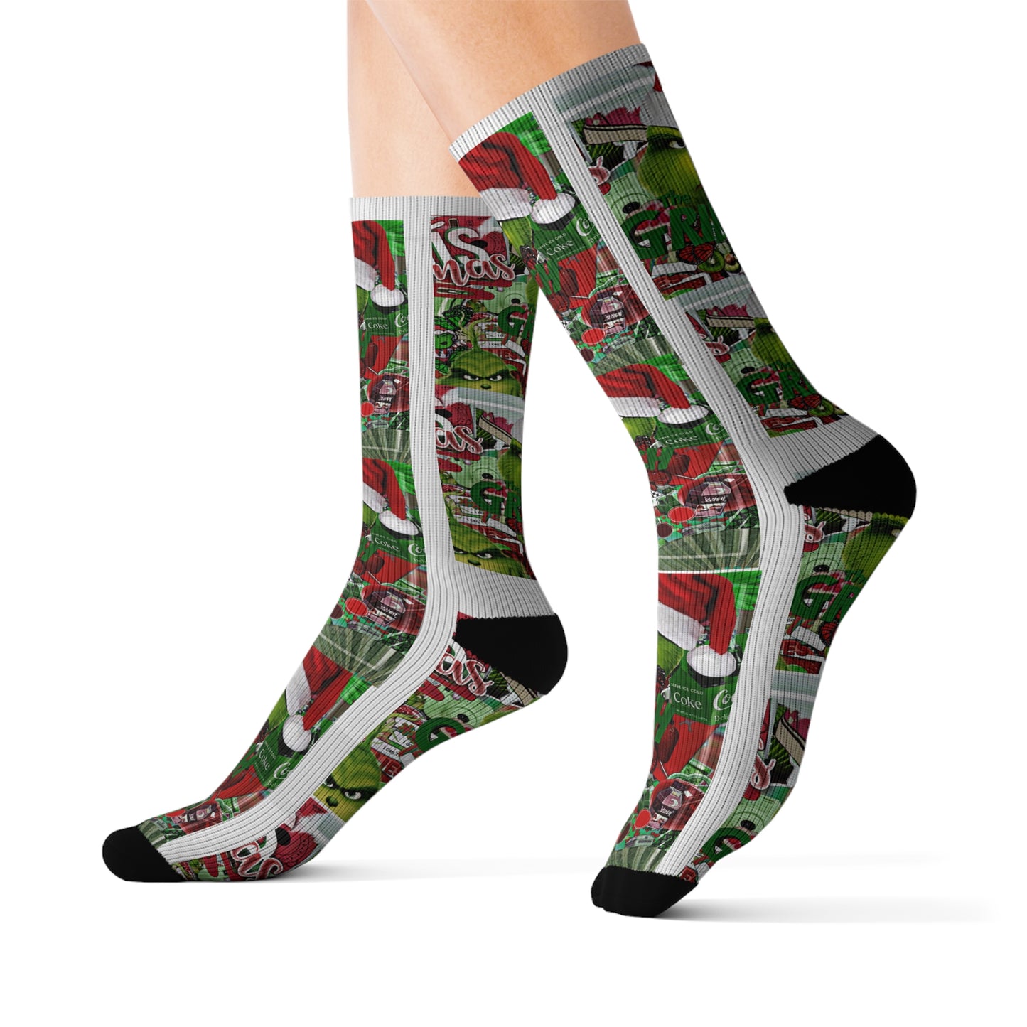 Funny Grinch Sucks Sublimation Socks, Christmas Novelty Gift, Holiday Stocking Stuffer, Whimsical Printed Footwear, Unique Winter Apparel