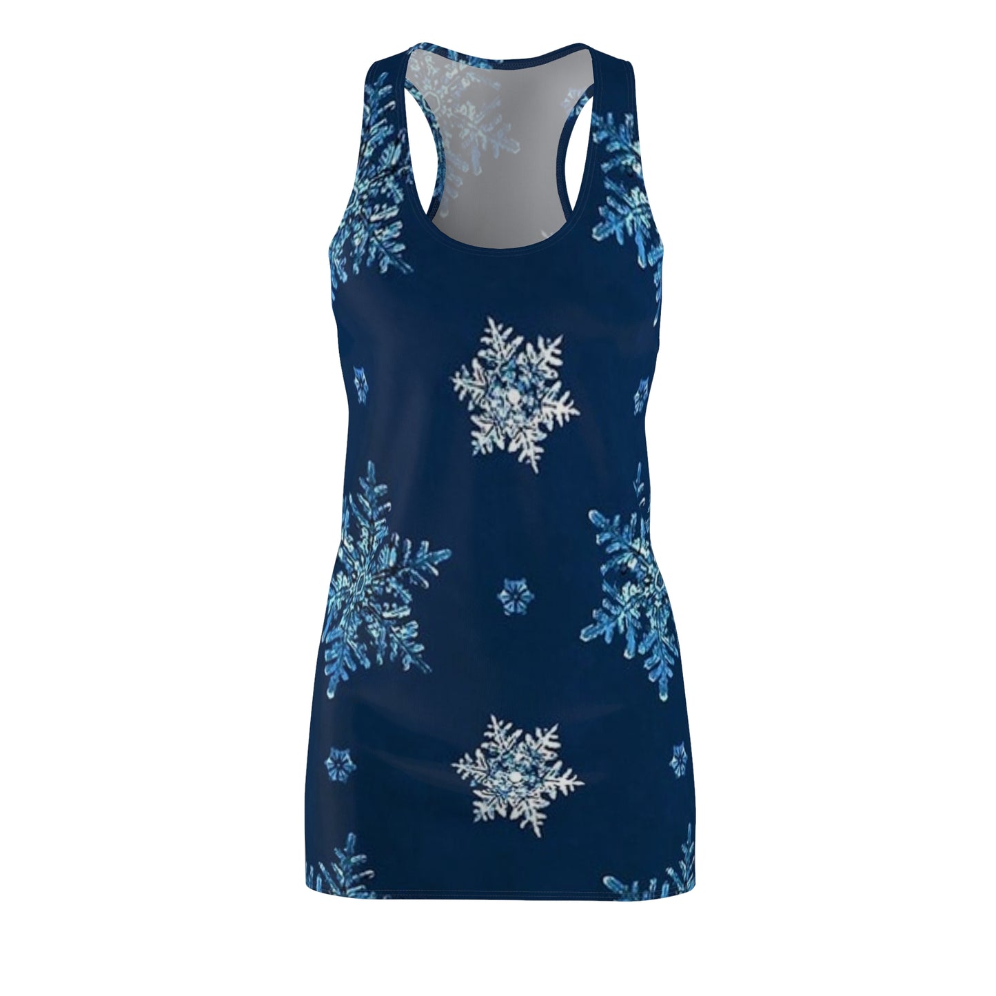 Snowflake Dress, Winter Racerback Dress, Women's Snowflake Dress, Holiday Sleeveless Dress, Snowflake Print Dress