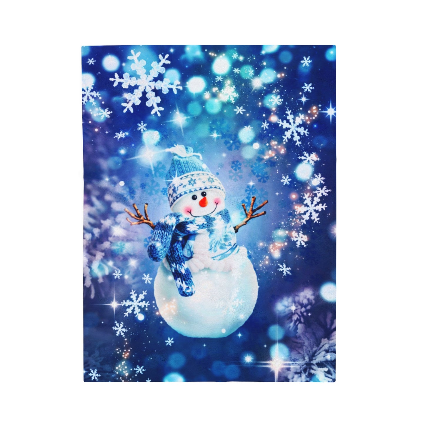 Snow Man Velveteen Plush Blanket - Winter Holiday Cozy Throw, Christmas Decor, Soft Fleece Bedding, Snowman Gift Idea, Seasonal Home Accent