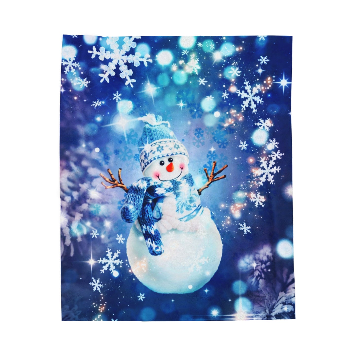 Snow Man Velveteen Plush Blanket - Winter Holiday Cozy Throw, Christmas Decor, Soft Fleece Bedding, Snowman Gift Idea, Seasonal Home Accent