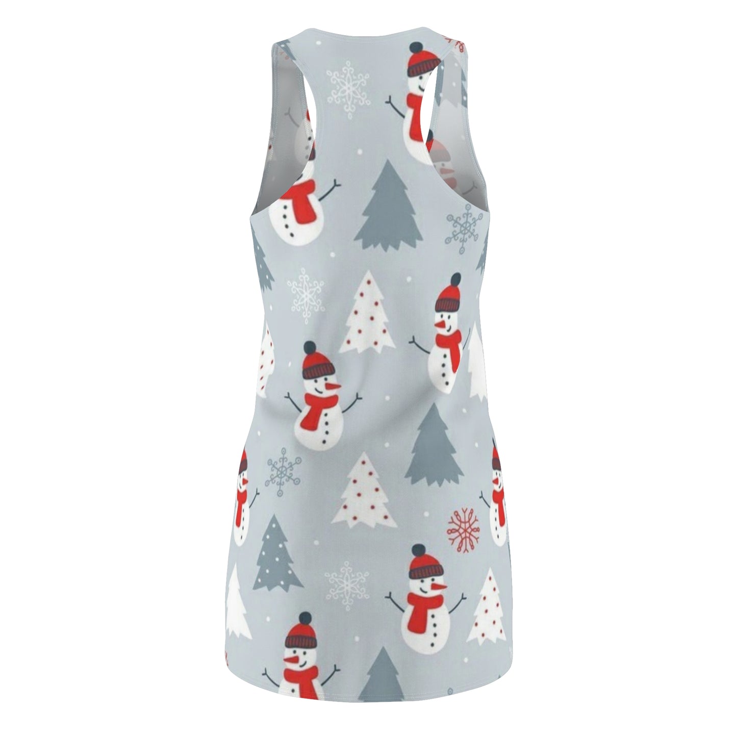 Snowman Women's Dress, Winter Holiday Sleeveless Dress, Christmas Party Outfit, Festive Snowman Apparel, Racerback Dress for Women